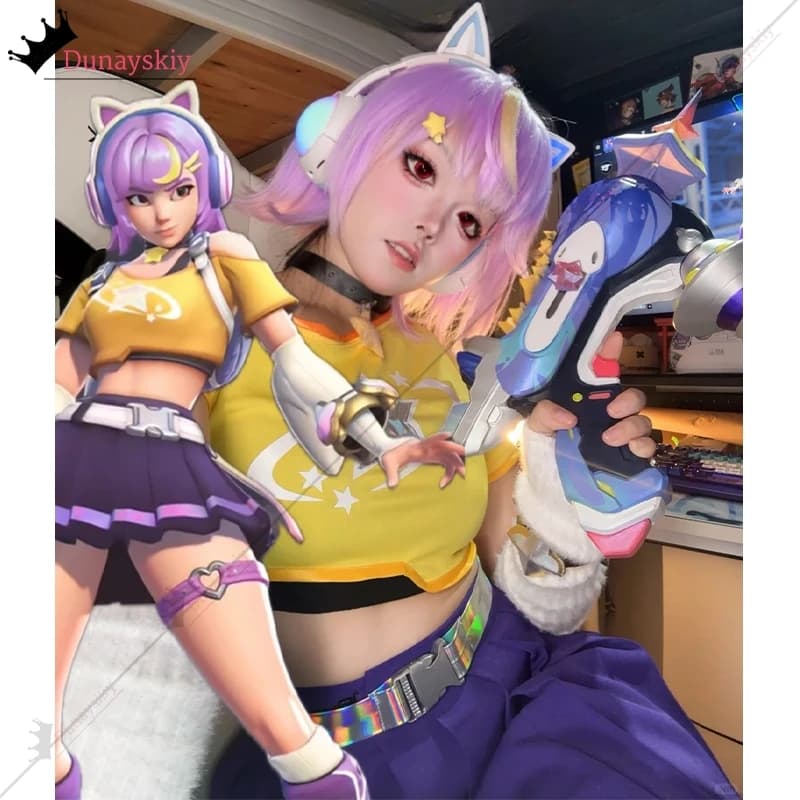 Juno × Boxing King Game Role Play Anime Cosplay Costume Woman Cheer Wig Accessories Fullset Halloween Carnival Them Dress Up