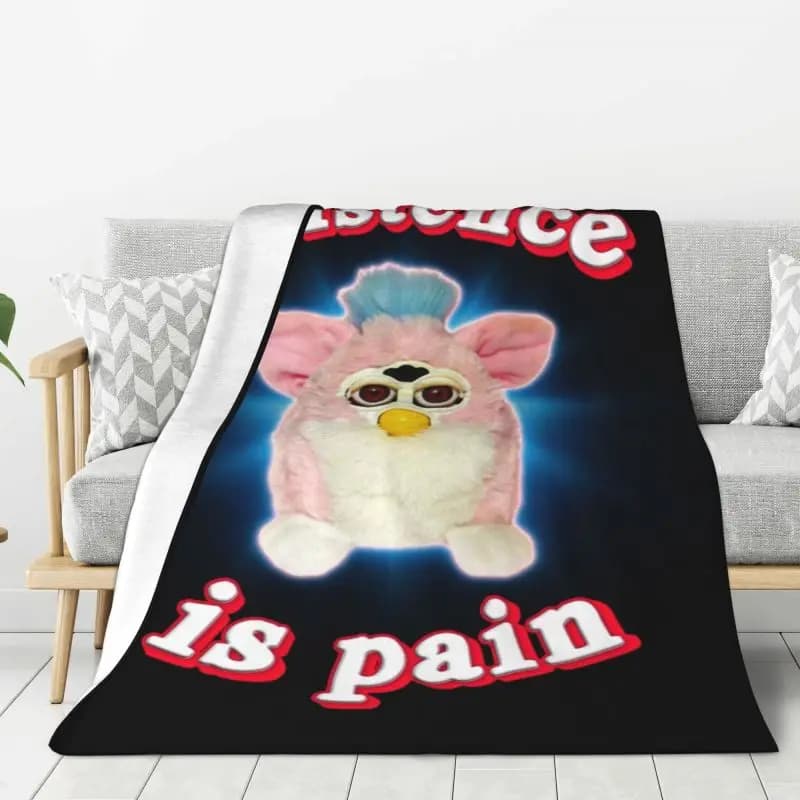 Custom Sofa Fleece Cartoon Animal Robot Furbys Throw Blanket Warm Flannel Blankets for Bedroom Travel Couch Quilt