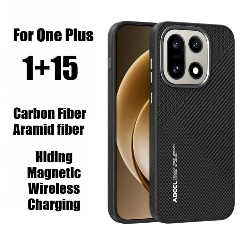 Modello business in fibra di carbonio per custodia Magsafe per Oneplus 15 Cover antigoccia con ricarica wireless ultra sottile e sensazione di pelle con pacchetto