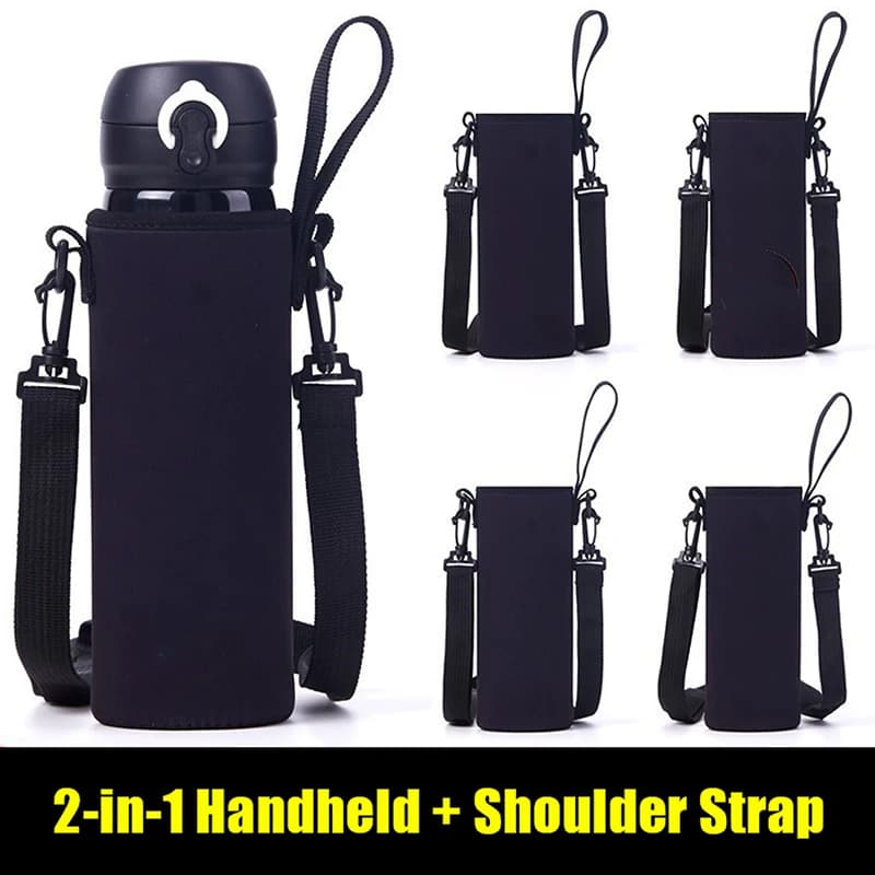 2-in-1 Portable Bag for Water Bottle with Cup Covers, Comfortable Thermal Case for Open Bottle