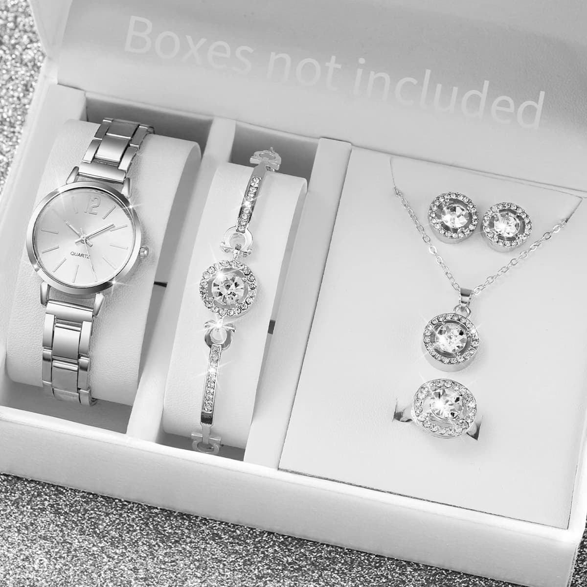 6 pcs/set women's watches fashion stainless steel bracelet quartz watch diamond (without box)