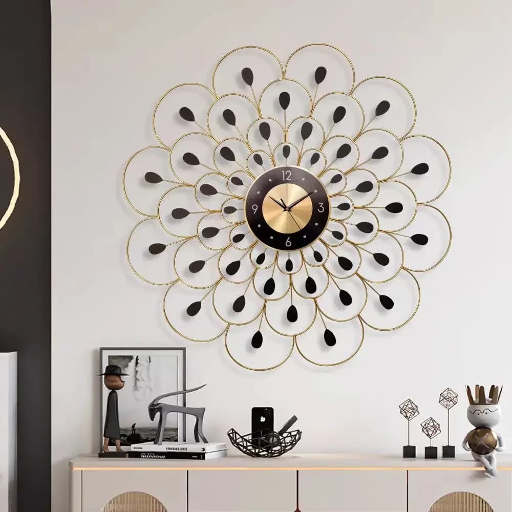--60X60CM Simple Dropshipping Products 2024 Modern Luxury Wall Hanging Clock Decorative Metal Silent Wall Watch Clock