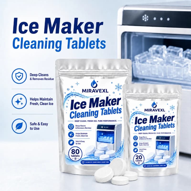 MIRAVEXL Ice Maker Cleaning Tablets (20/80PCS) - Deep Cleaning Descaler for Portable & Countertop Nugget Machines - Fresh Taste