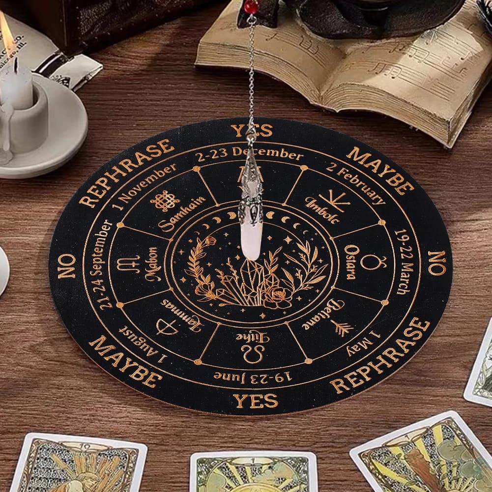 Pannello decorativo con motivo zodiacale circolare in oro nero da 15 cm, alfabeto inglese, tarocchi, meditazione, divinazione, sottobicchiere