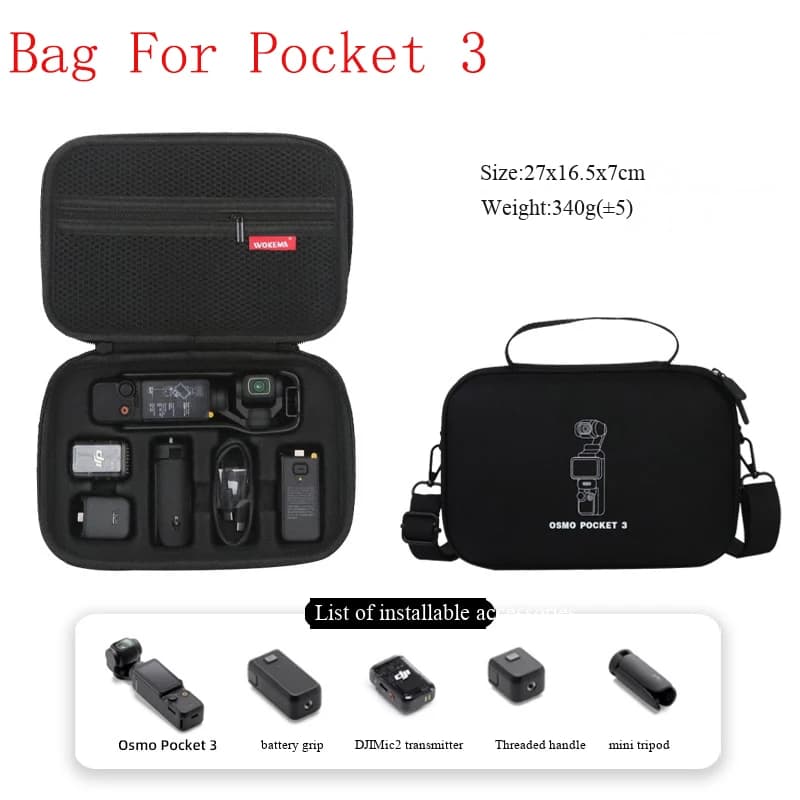 DJI Osmo Pocket 3 camera accessories bag, waterproof rigid case, portable bag, travel bag, carrying case
