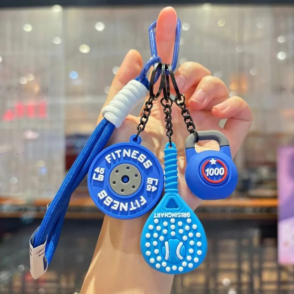Nuovo Ciondolo Serie Fitness Dopamina Staccabile con Fibbia, Portachiavi a Forma di Manubri, Charm per Borsa Stile Simulazione