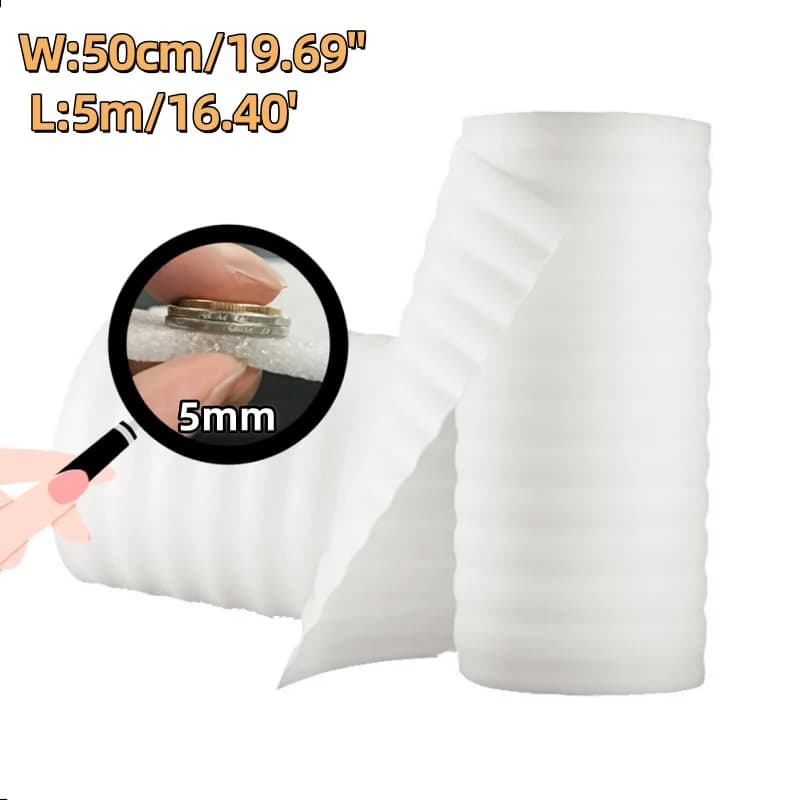 5 mm EPE foam roll, 50 cm x 5 m wide, shockproof, padding, durable and durable, protective packaging for furniture, fragile packages