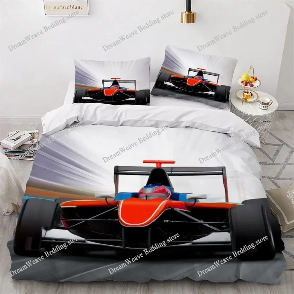 Set Copripiumino con Stampa Digitale di Monster Truck Cartoon, Set Biancheria da Letto per Ragazzi, Decorazione Casa, Regalo per Bambini 741