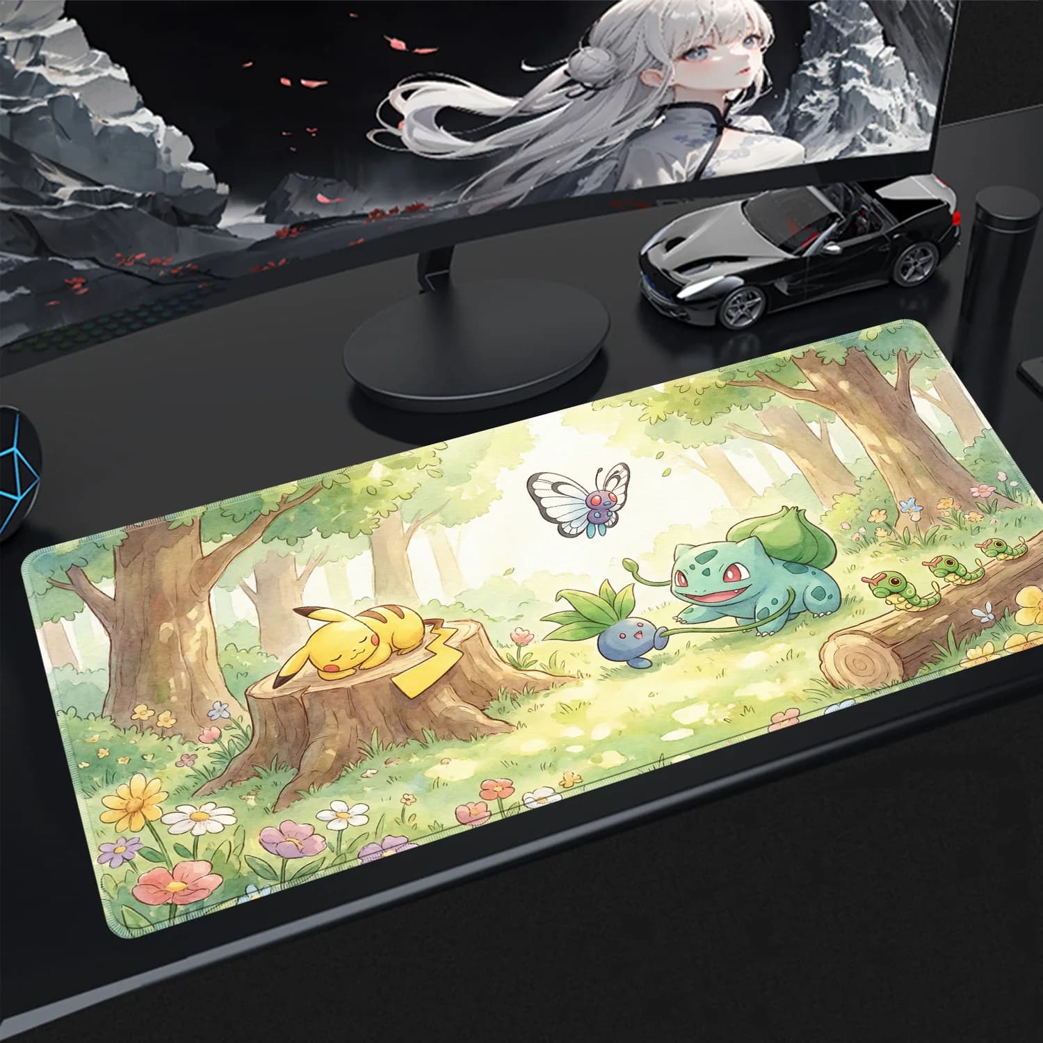 Tappetino per Mouse Kawaii, Accessori per PC Gaming, Pokemon Pikachu HD, Tappetino per Tastiera Gamer, Tappeto per Mouse da Scrivania, Mousepad in Gomma