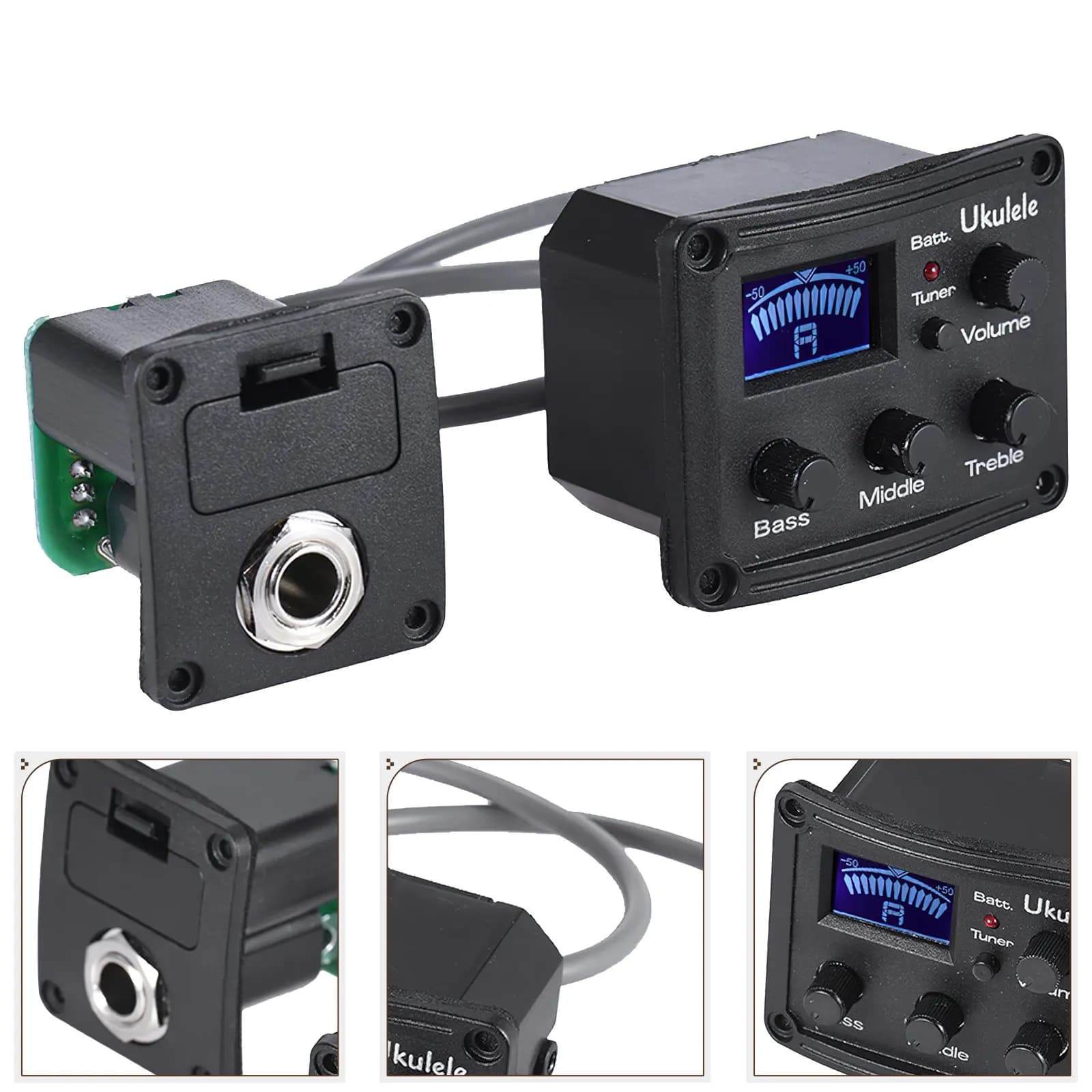 Pickup Piezo per Ukulele - Preamplificatore con Equalizzatore e Accordatore LCD, Sistema Metronomo Facile da Leggere per Ambienti Rumorosi