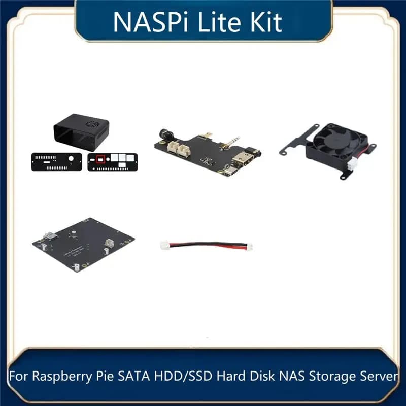 Kit NASPi Lite A43M + Scheda di Espansione X823 + Scheda Adattatore X-C2 + Case per Raspberry Pi, Server NAS per HDD/SSD SATA