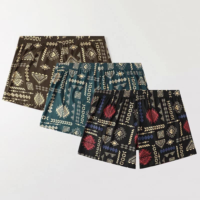 3-Piece Retro Aged Aro Pants With Elastic Waistband Loose And Comfortable Underwear Men's Casual Underwear