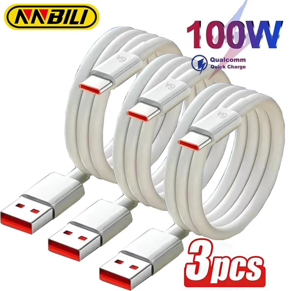 Cavo dati per caricabatterie per telefono NNBILI 6A 100W USB tipo C a ricarica rapida per Huawei Mate 40 50 Honor Xiaomi Samsung Cavo di ricarica rapida