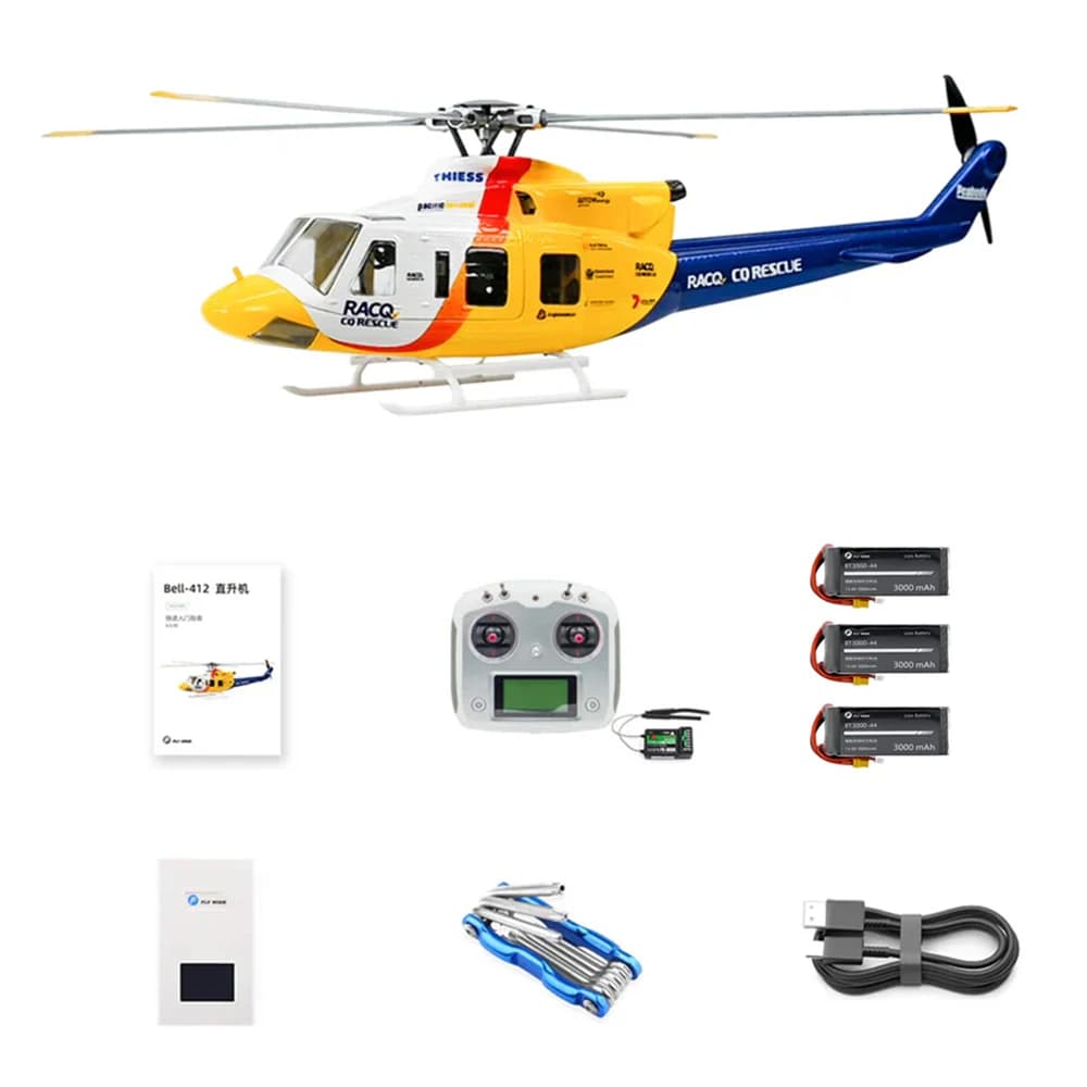 FLYWING Bell 412 RC Elicottero 6 canali 4 palette GPS Ritorno con un tasto Simulazione Elicottero telecomandato Campana 412 RTF