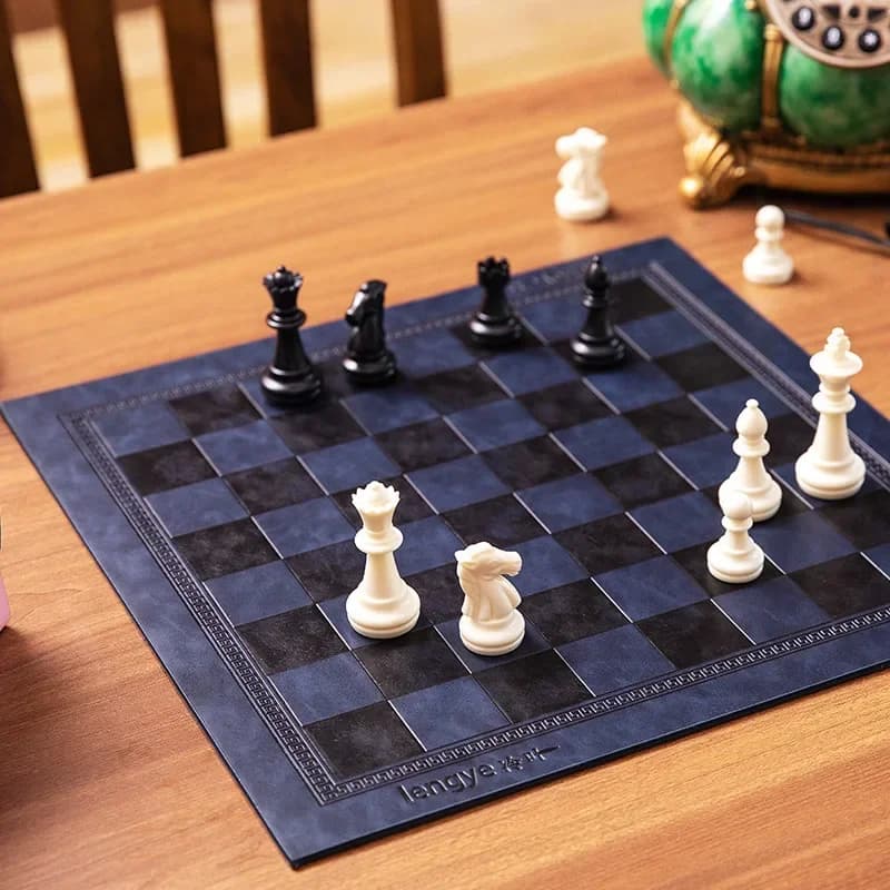Giochi da tavolo per scacchi internazionali in pelle dal design in rilievo, tappetino per damas, scacchiera universale, regalo di compleanno, tappetino per bambola