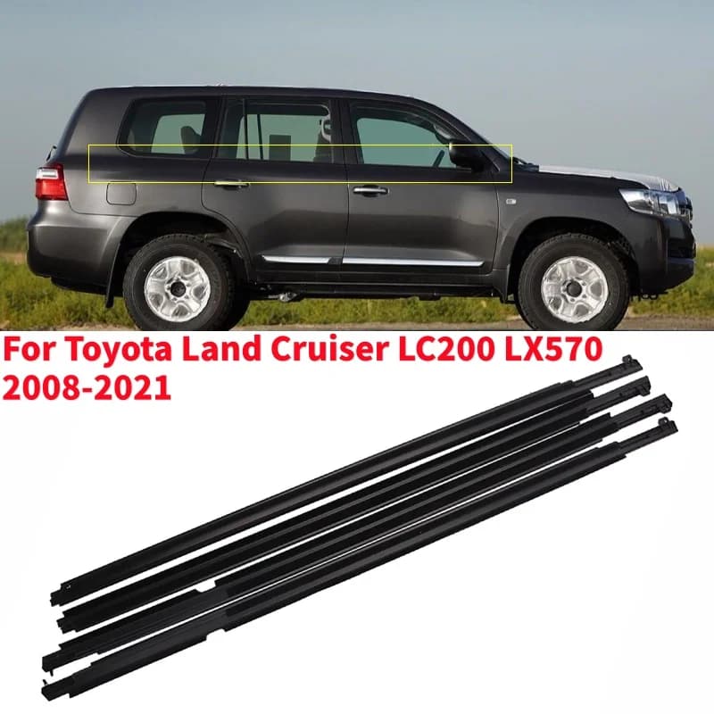 4 Pezzi Guarnizione in Gomma Nera per Finestrini Auto, Guarnizione Laterale per Toyota Land Cruiser LC200 LX570 2008-2021 7572060070