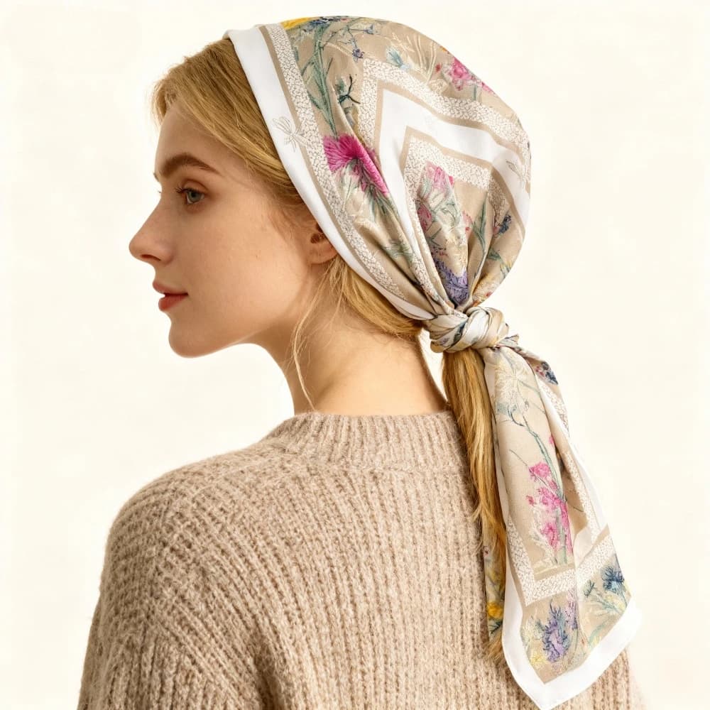 Sciarpa con stampa vegetale da 68 cm Sciarpe da donna in fibra di poliestere autunno e inverno Sciarpa con protezione solare calda fresca e versatile Scialle al collo