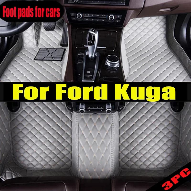 Tappetini auto in pelle originale per Ford Kuga Escape Facelift 2019 2018 2017 2016 2015 2014 Tappeti Tappeti Pad Parti interne Acc