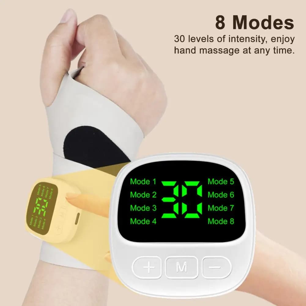 Supporto da Polso EMS per Massaggio e Tendinite, Regolabile, con Terapia a Impulsi per Dita e Mano, Sollievo dal Dolore al Polso per Lavoro, Sport e Giochi