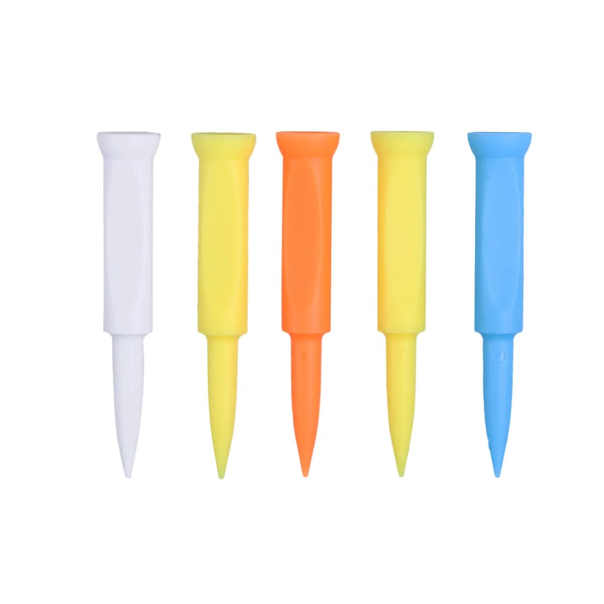 Set di 5 Tee da Golf in Plastica con Punta a Basso Impatto e Design a Lato Piatto per Uso Stabile a Lungo Termine, Accessorio per Allenamento