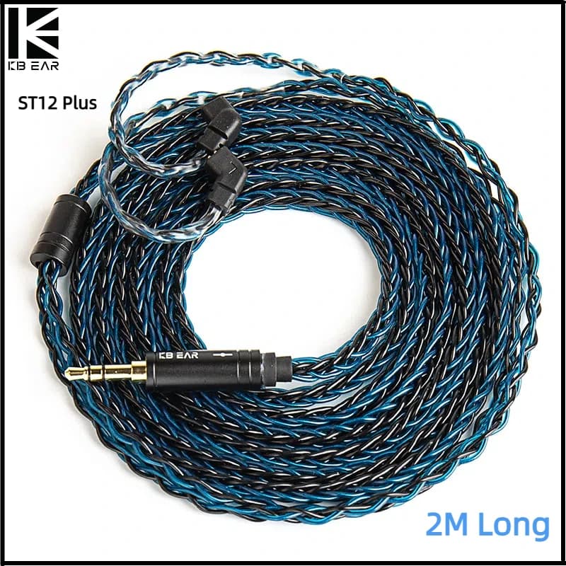KBEAR ST12 Plus IEM 8-core silver plated 2M headphone cable with 2PIN/QDC/MMCX connector for KZ HIFI headphone cable