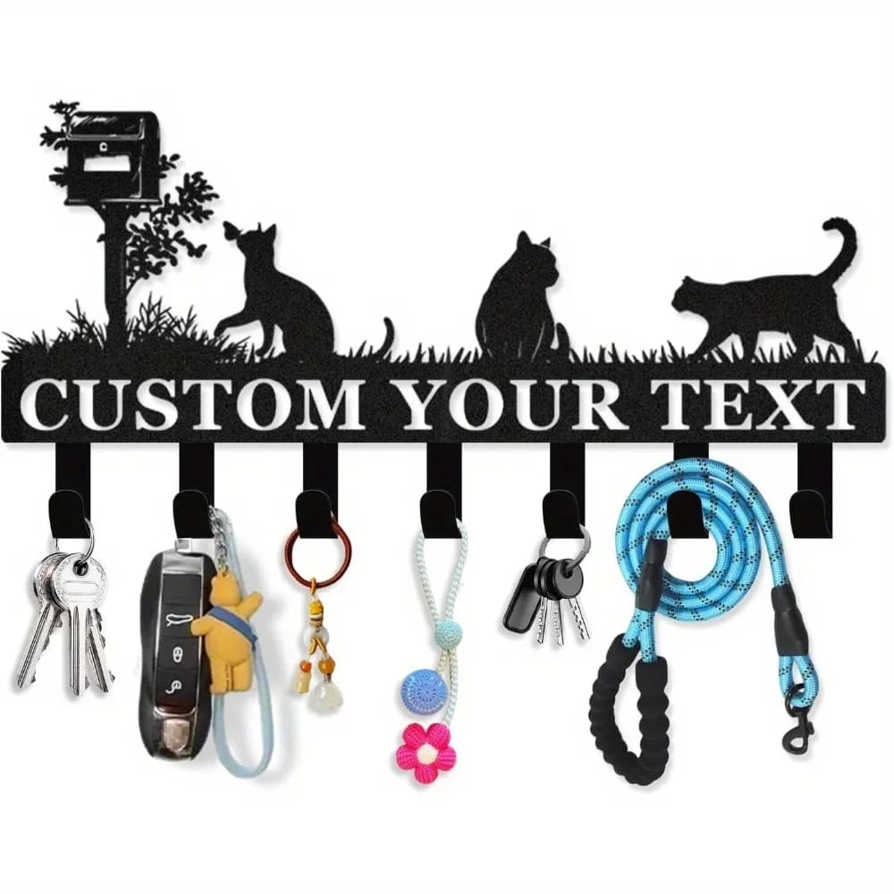 Porta guinzaglio per cani personalizzato da parete con nome personalizzato, portachiavi, ganci in metallo, organizer per riporre oggetti, regalo decorativo per gli amanti dei cani, decorazioni per la casa