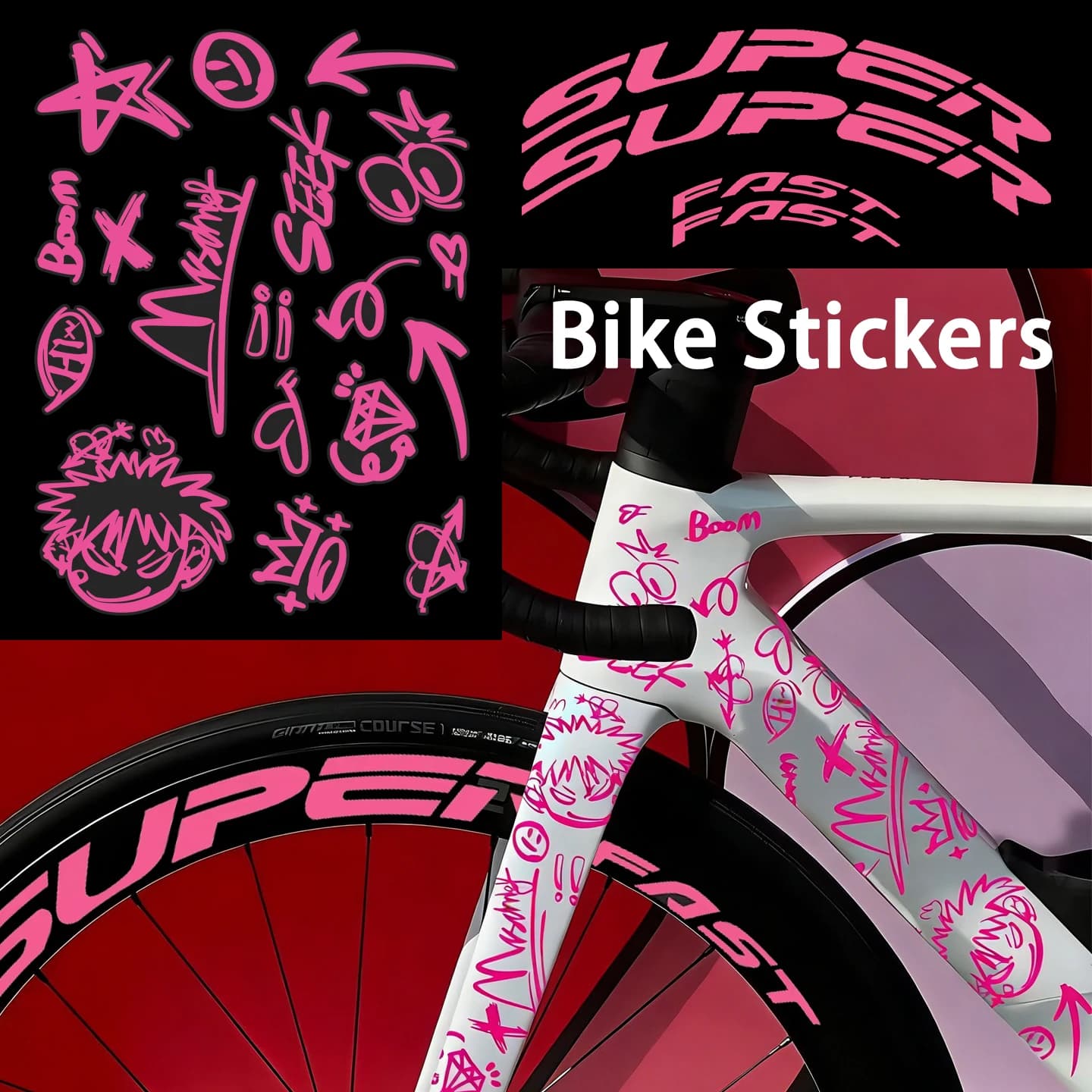 Wall decals for Bikes: Vinyl Decorations for Frame, Tubes, Helmet, Front Fork, Wheel Hub and Road Bike Circles and MTB