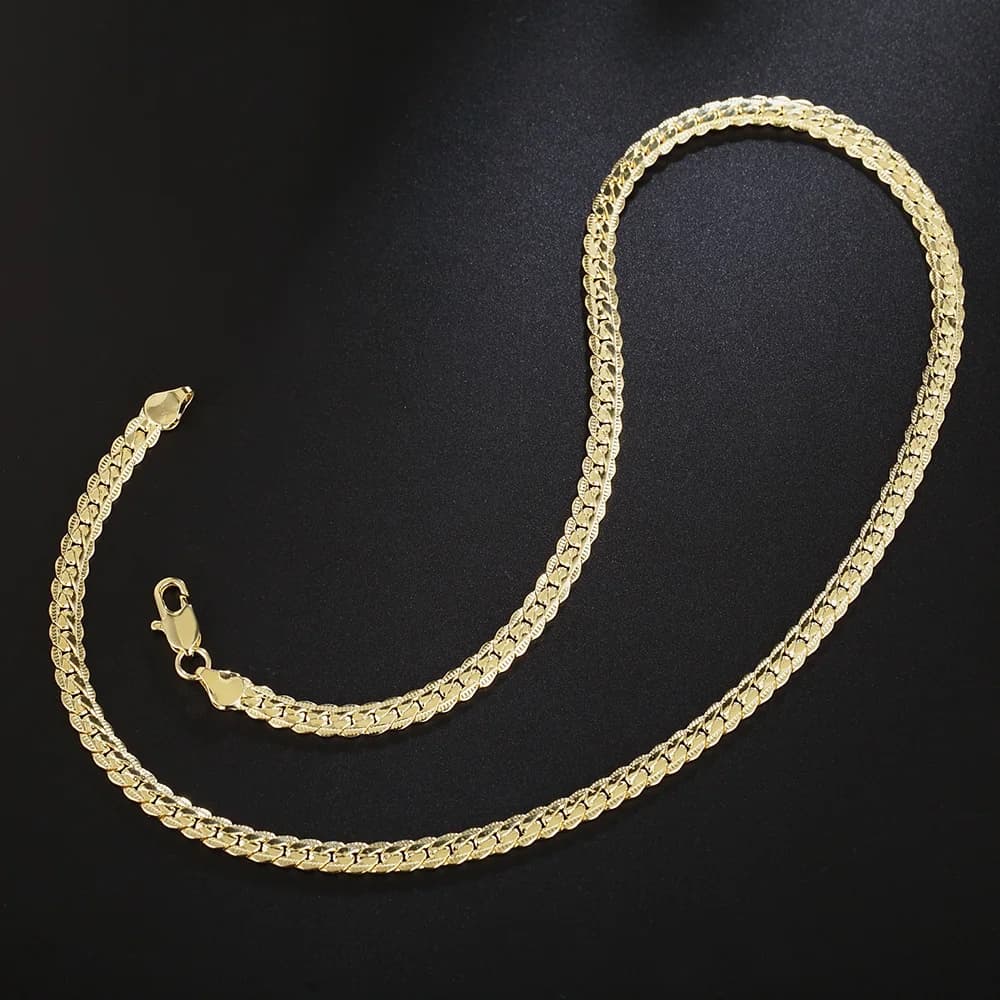 Collana in Argento Sterling 925 Placcato Oro 18k, Catena Larga 6mm per Donna e Uomo, Gioielli alla Moda per Matrimoni e Feste