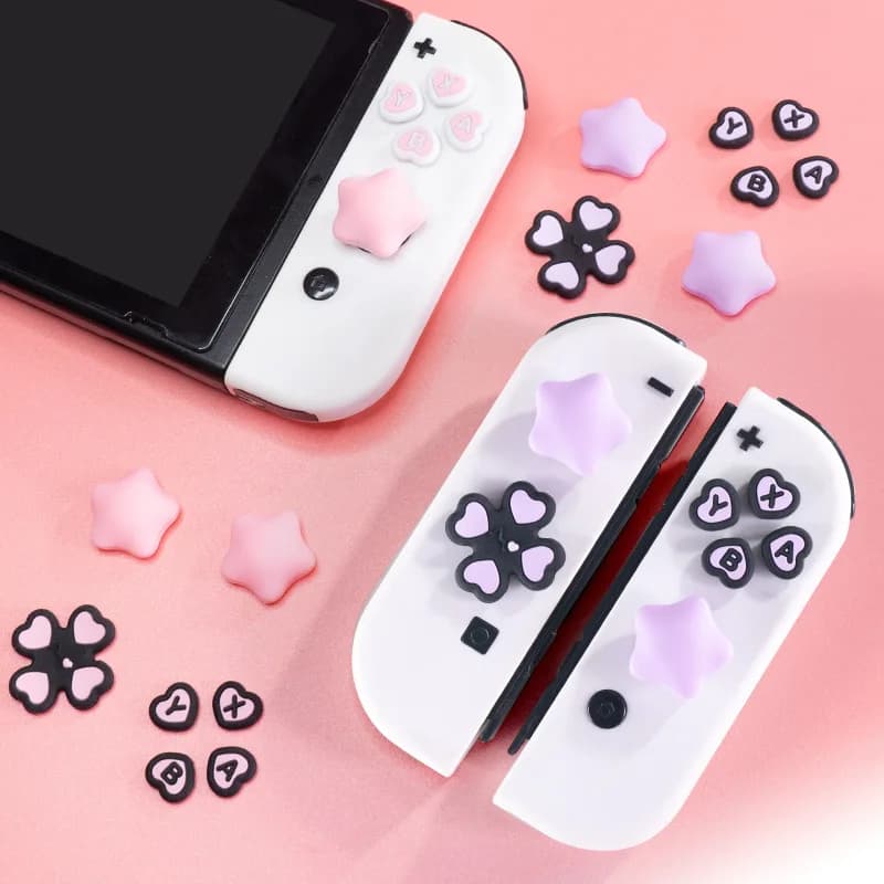 Silicone Morbido D-pad Joystick Pulsante Croce ABXY Chiave Adesivo Custodia in Pelle per Interruttore 2/NS oled Joy-con Thumb Stick Grip Cap Cover
