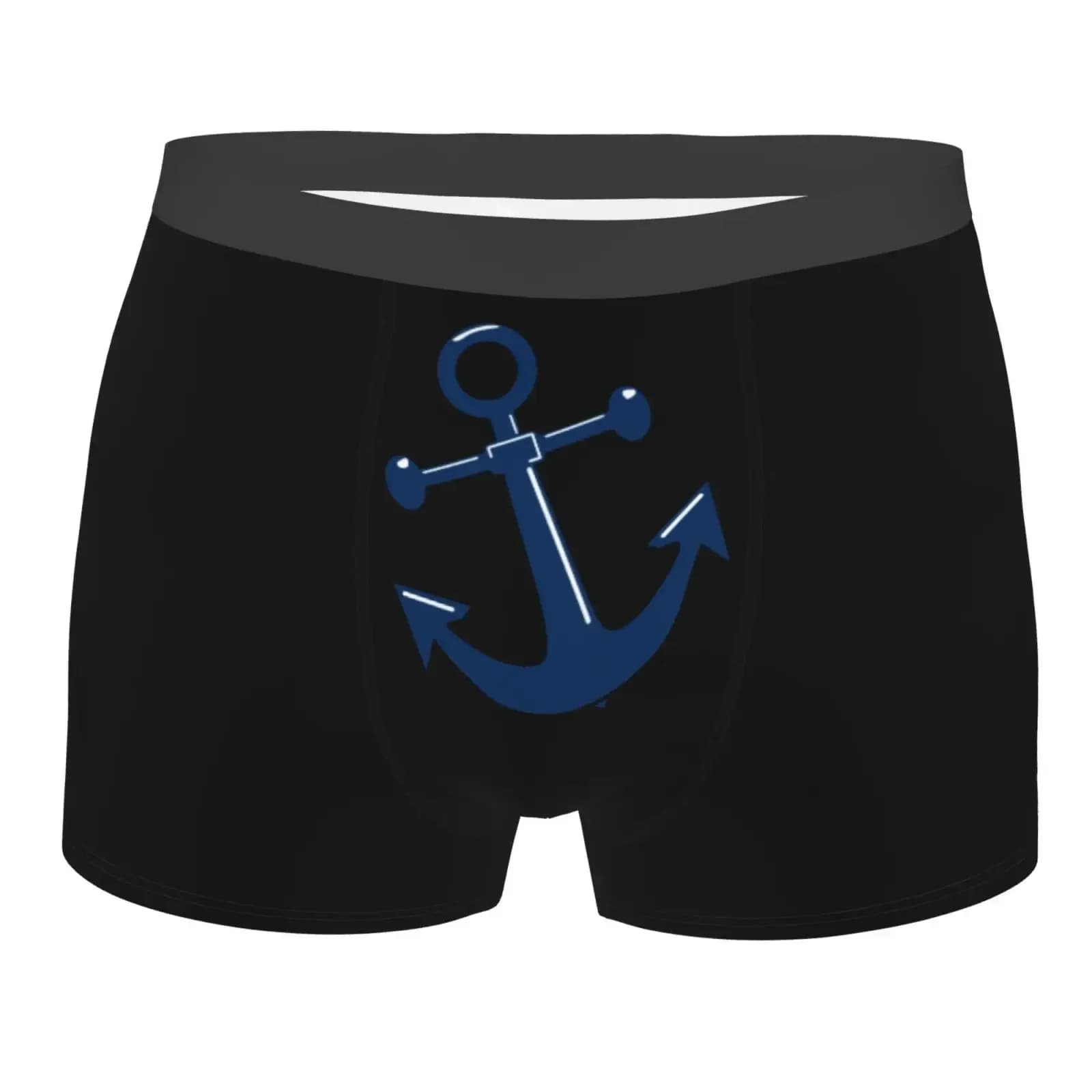 Blue Boat Anchor Pattern Men's Underwear Healthy Soft Comfortable High-Quality Men's Briefs Stylish Trendy Casual Sports Panties