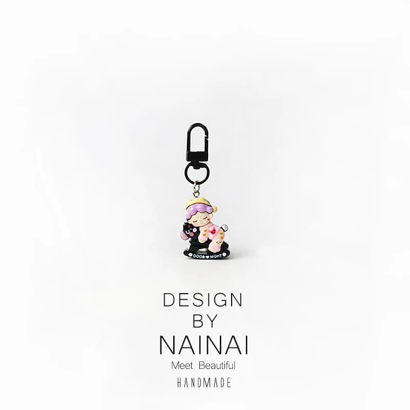 Cute Cartoon Riding Girl Keychain Versatile Sleeping Beauty Bag Pendant Universal Backpack Keychain Fashion Accessory