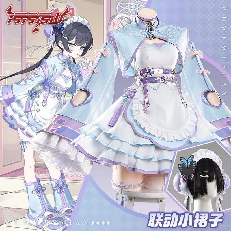 Presale Blue Archive Kisaki Cosplay Outfit Set Chinese Style Maid Lolita Dress Costume, Women Game Cos for Halloween