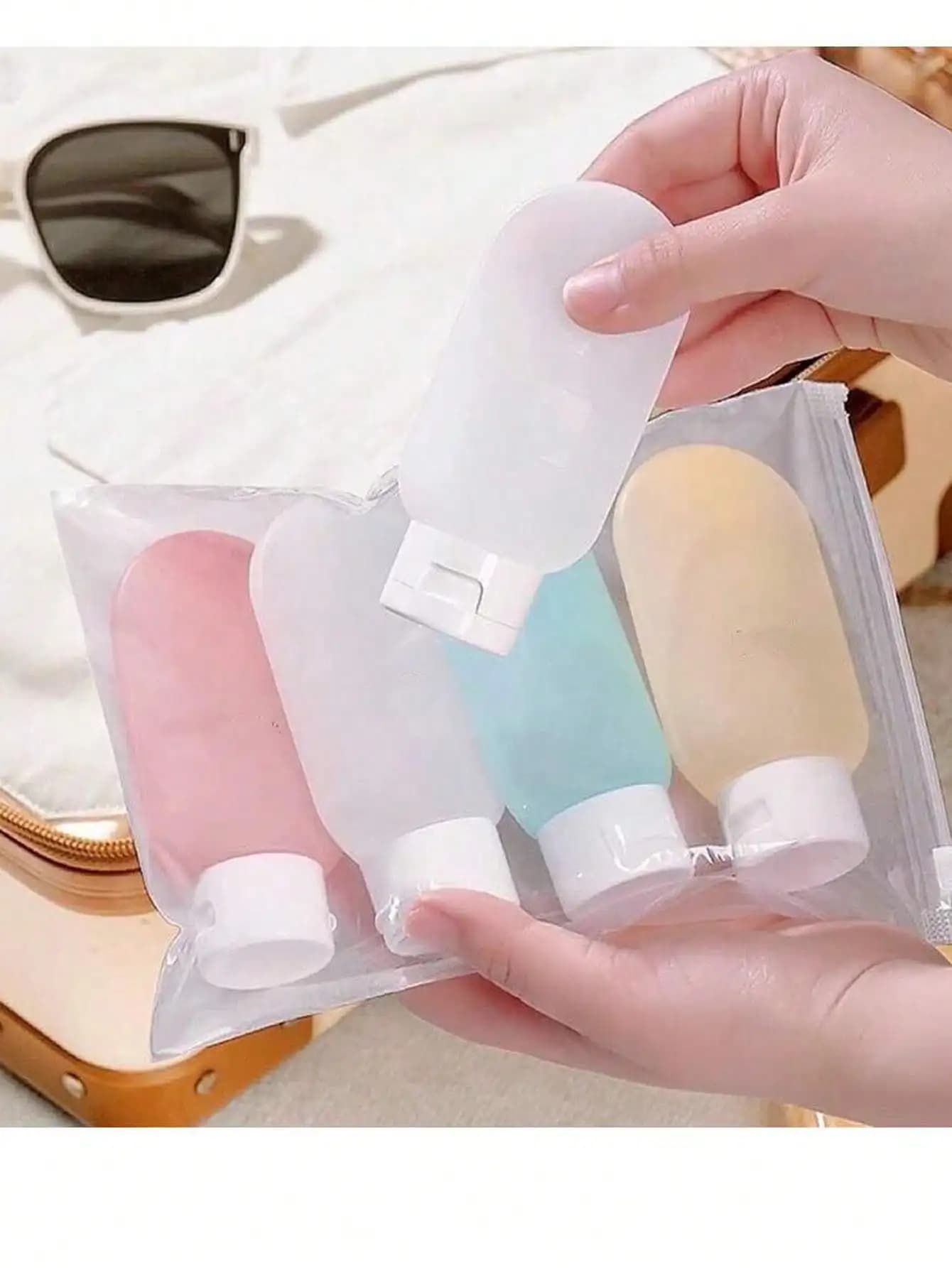 4Pcs Portable 60ml Water Emulsion Separate Bottle Travel Bottles Leak-Proof Refillable Lotion Containers Travel Essentials Travel Accessories Travel Must Haves Beach Vacation Summer Holiday School Accessories Back To School Supplies Stuff