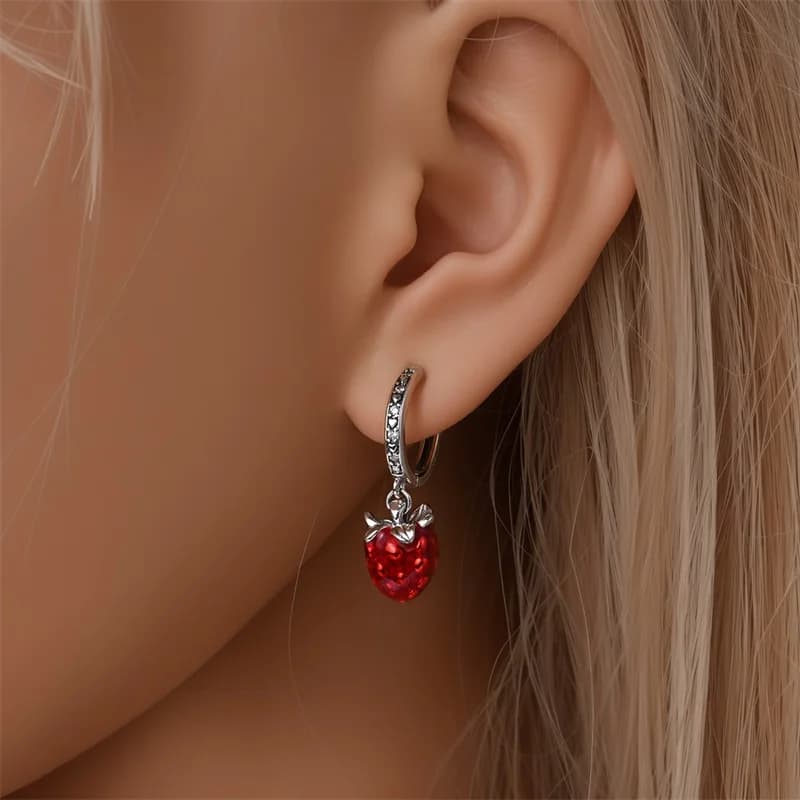 New Original 925 Sterling Silver Earrings, Raspberry Circle Earrings for Women, exquisite gift jewelry for wedding and engagement