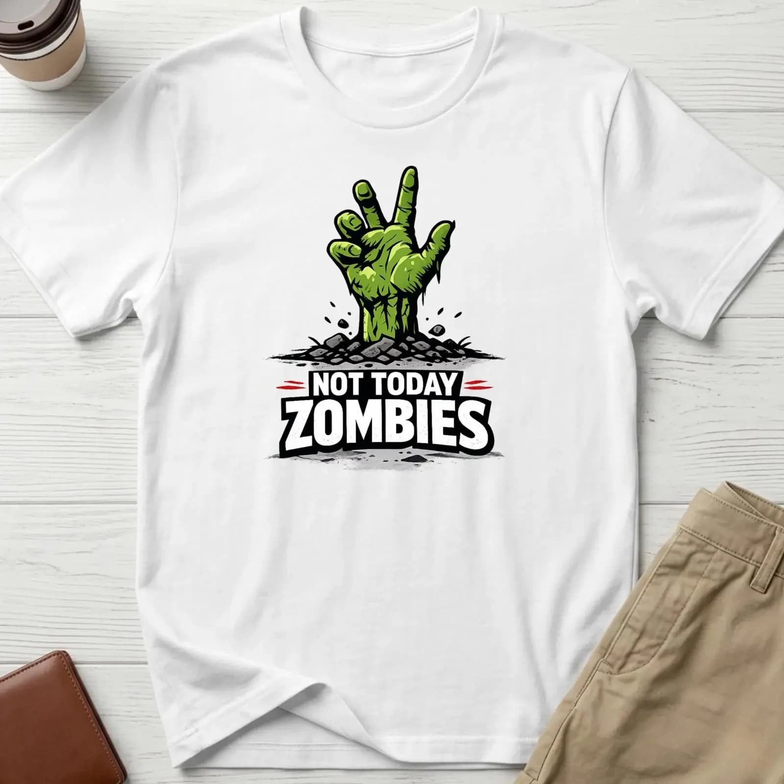 Funny Not Today Zombies T Shirt Zombie Fan Walking Dead Cotton Unique Pop Culture Apparel vintage Washed graphic Stretched