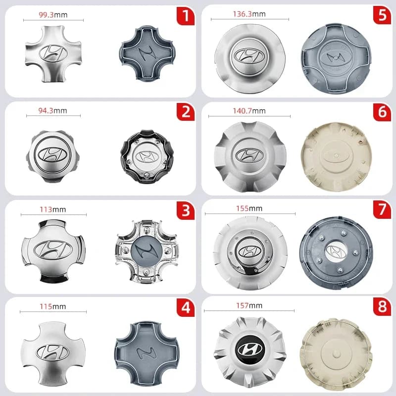 4 Pezzi Coprimozzi Originali per Auto, Copriruota Centrali per Hyundai Elantra Tucson Sonata Celesta Verna XD-013 I20 I30 IX35 IX25