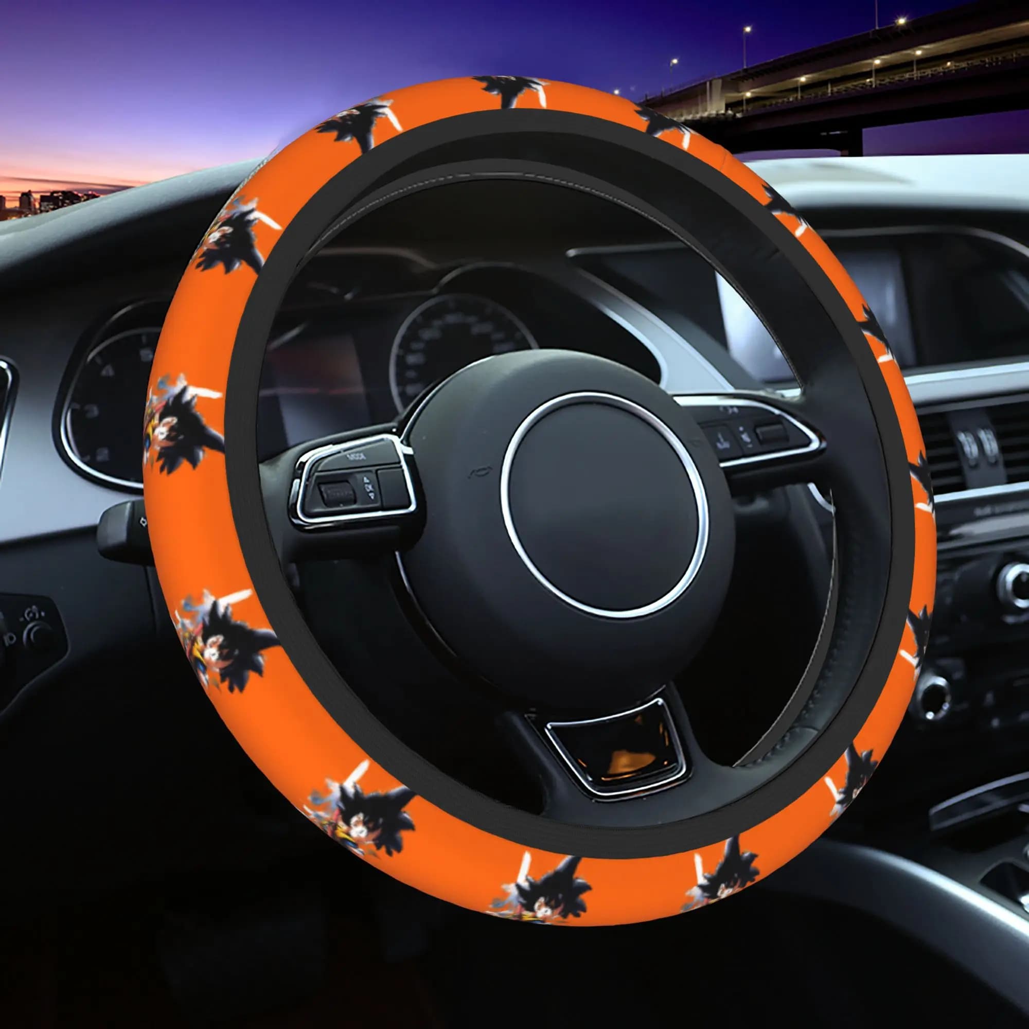 37-38 Coprivolante per auto Dragon Ball Kakarot Goku Coprivolante universale intrecciato Accessori per volante