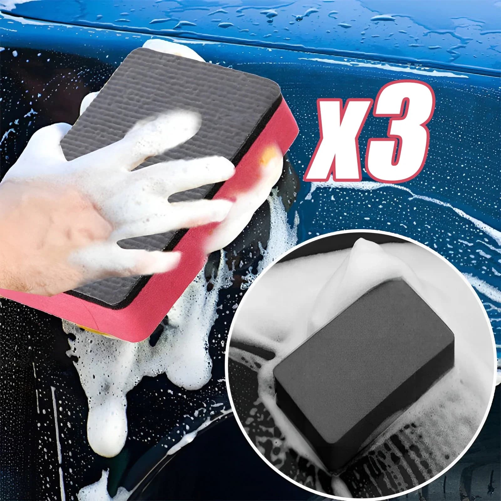 3Pcs Car Magic Clay Bar Pad spugna Block Car Eraser strumento di pulizia Auto lucidatura cera spugna Pad Auto Detail Care Wash accessori