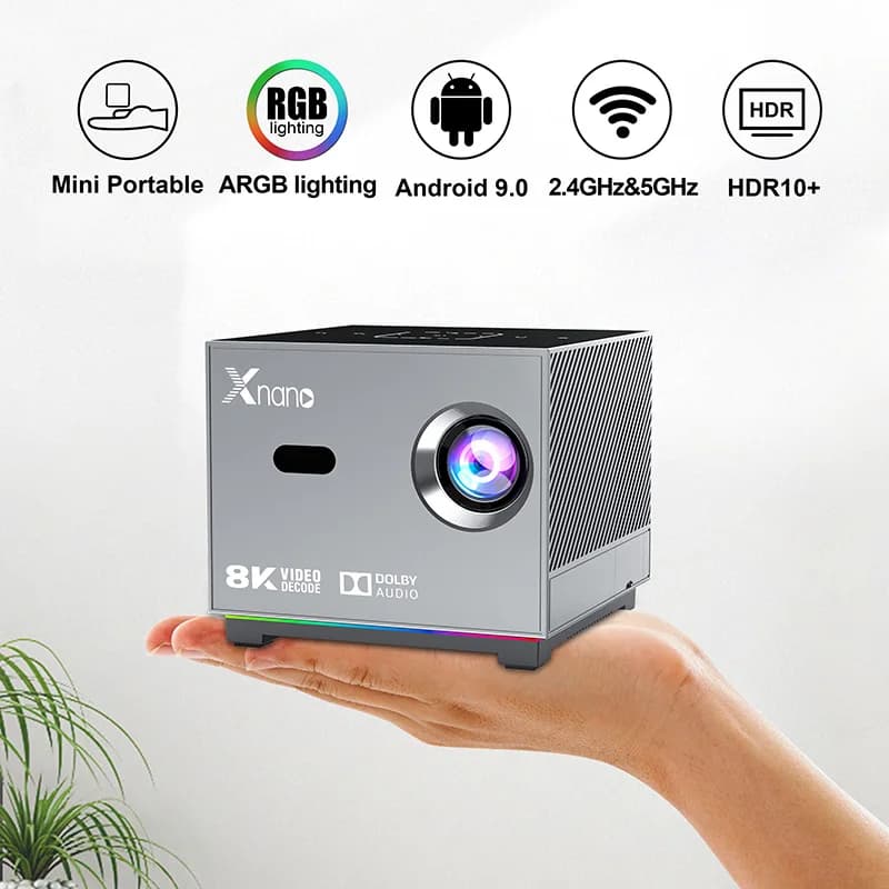 Xnano Mini Proiettore Portatile 4K Ad Alta Definizione Full HD 1080P Nativo X3 Android Beam Video Proiettore Home Theater per Film