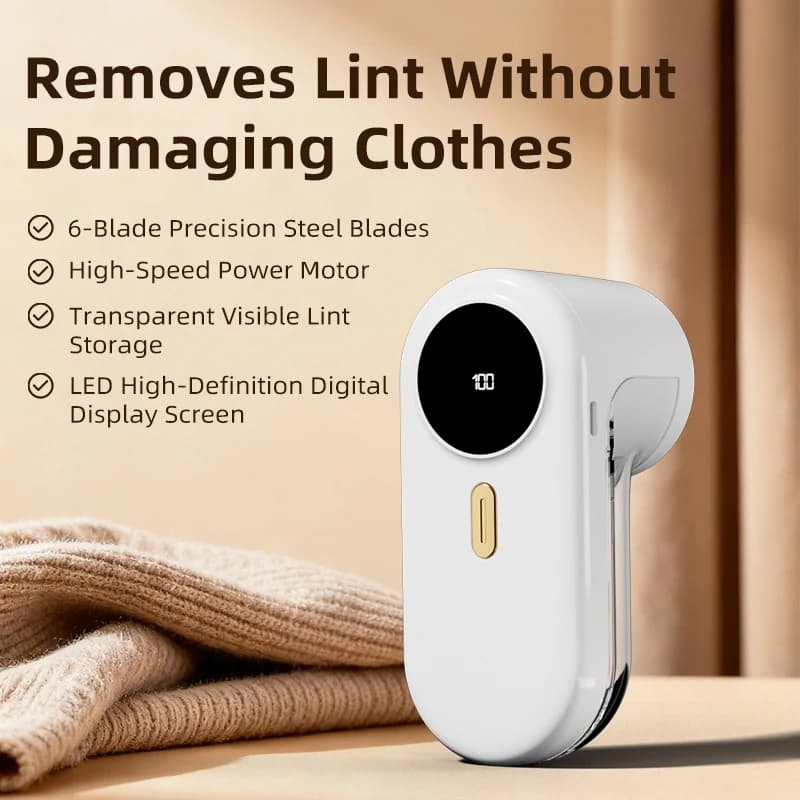 Levapelucchi per Vestiti con Display Digitale, Rasoio Elettrico per Tessuti Ricaricabile USB, Rimuovi Pelucchi per Maglioni