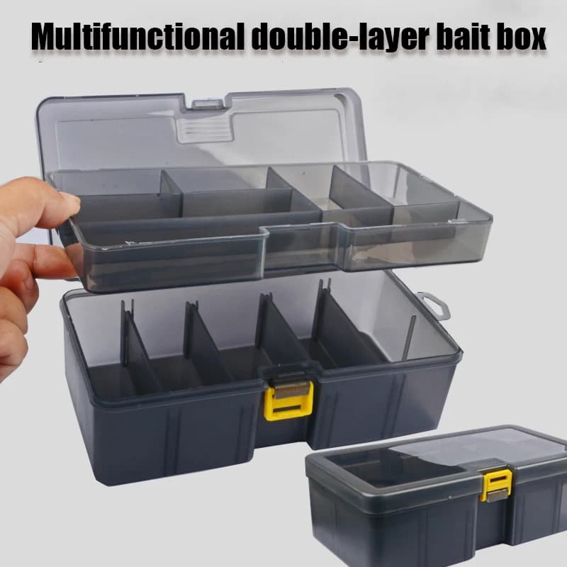 Fishing equipment box Double layer plastic fishing equipment box Equipment box Fishing accessories Multifunctional storage box for fake bait