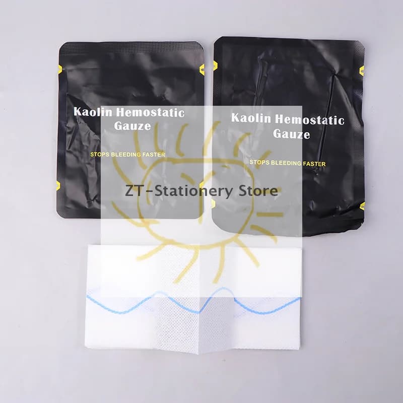 1Pack Garza di caolino Combattimento Emostatico Emergenza Esterna Trauma Z-Fold Solubile Per Kit di Primo Soccorso Medicazione Medica della Ferita