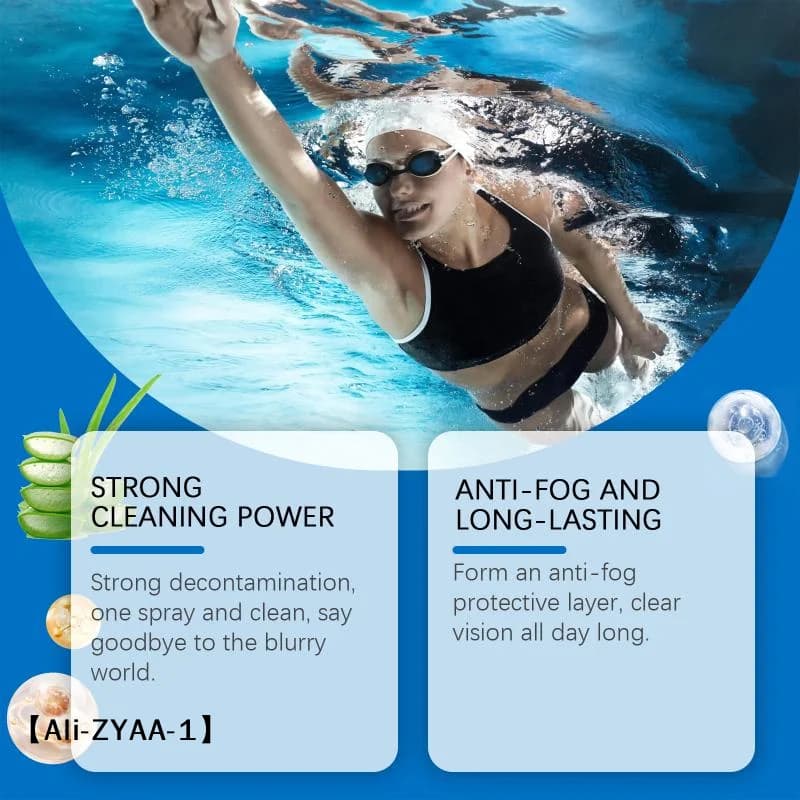 【A】30ml Professional Anti-Fog Spray for Swim Goggles, Lens Cleaner Improves Visibility Stains Removal, Eyeglasses Maintenance