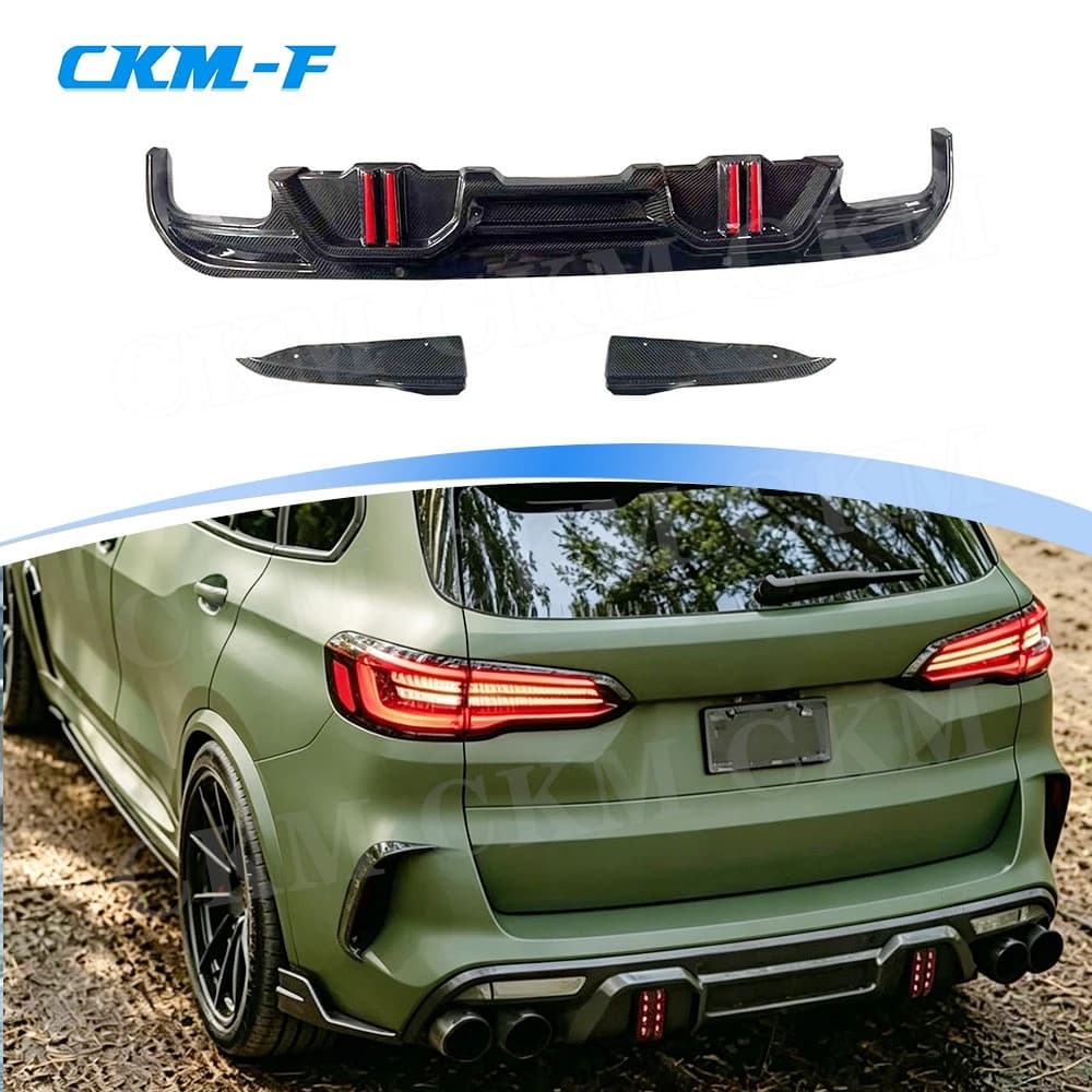 Prepreg Dry Carbon Fiber for BMW F95 X5M 2019+ Rear Diffuser Lip Spoiler Splitters FRP Rear Bumper Extension Car Accessories