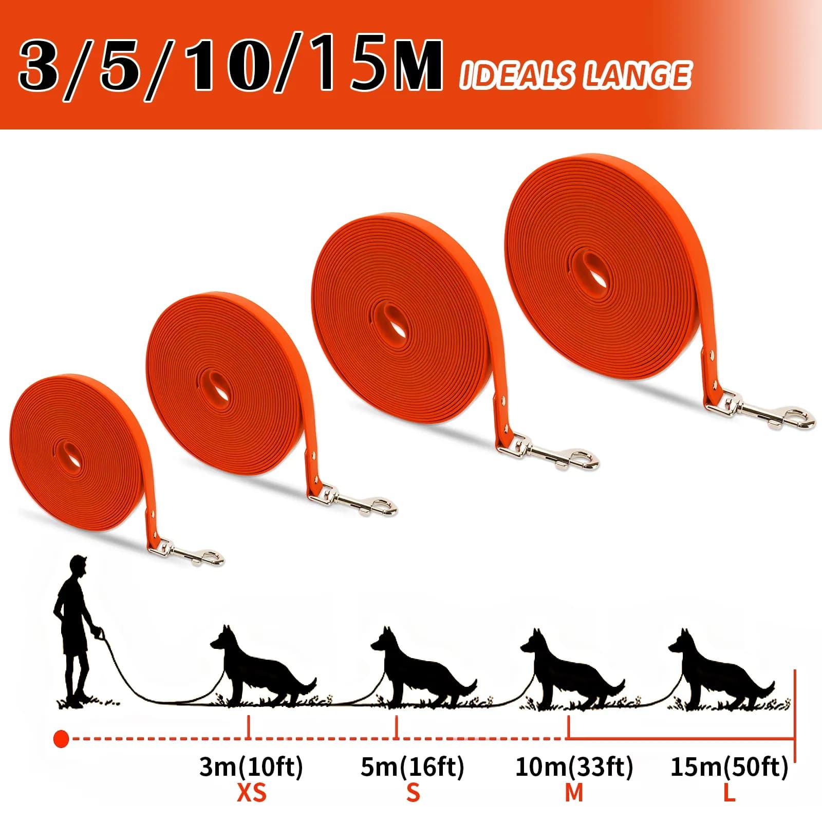 Guinzaglio per cani in PVC impermeabile 3m 5m 10m 15m cinturino lungo nylon forte guinzaglio per addestramento per cani passeggiate anti-fouling corda per cani 10 metri di piombo