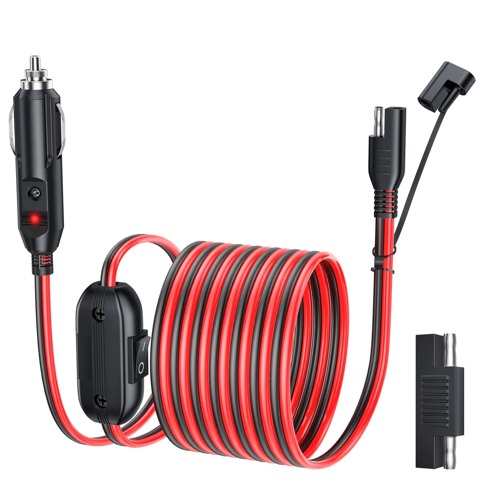 Anchtek 16AWG 12V Accendisigari SAE Cavo caricabatteria Adattatore a sgancio rapido con interruttore per camper Pannelli solari Moto