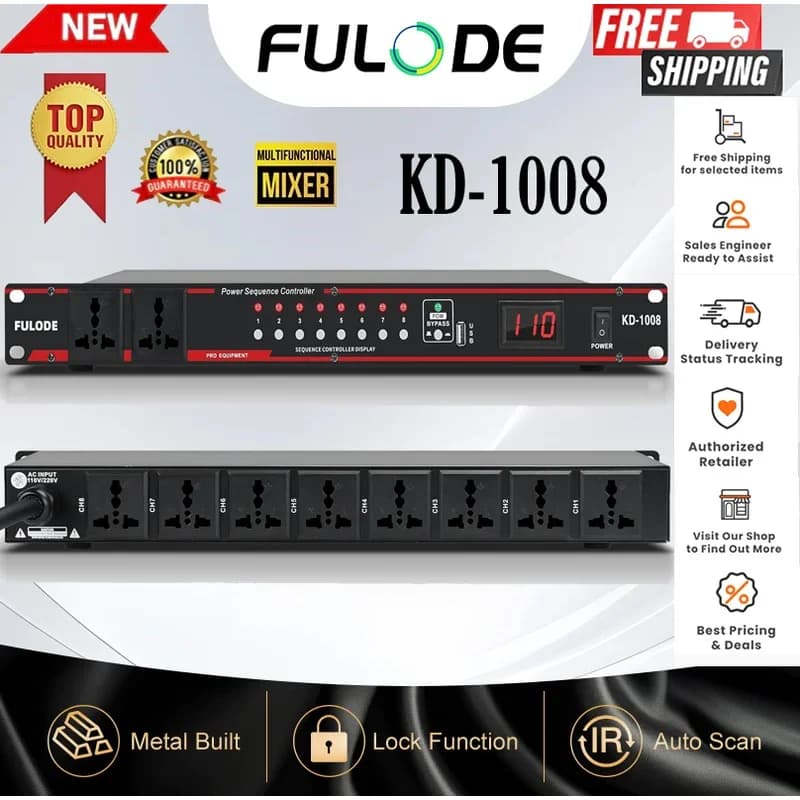 10-Way High Power Sequencer Regulator - 8 Independent Switching Rack Power Supplies Rack-Mount Audio Power Regulator Voltage