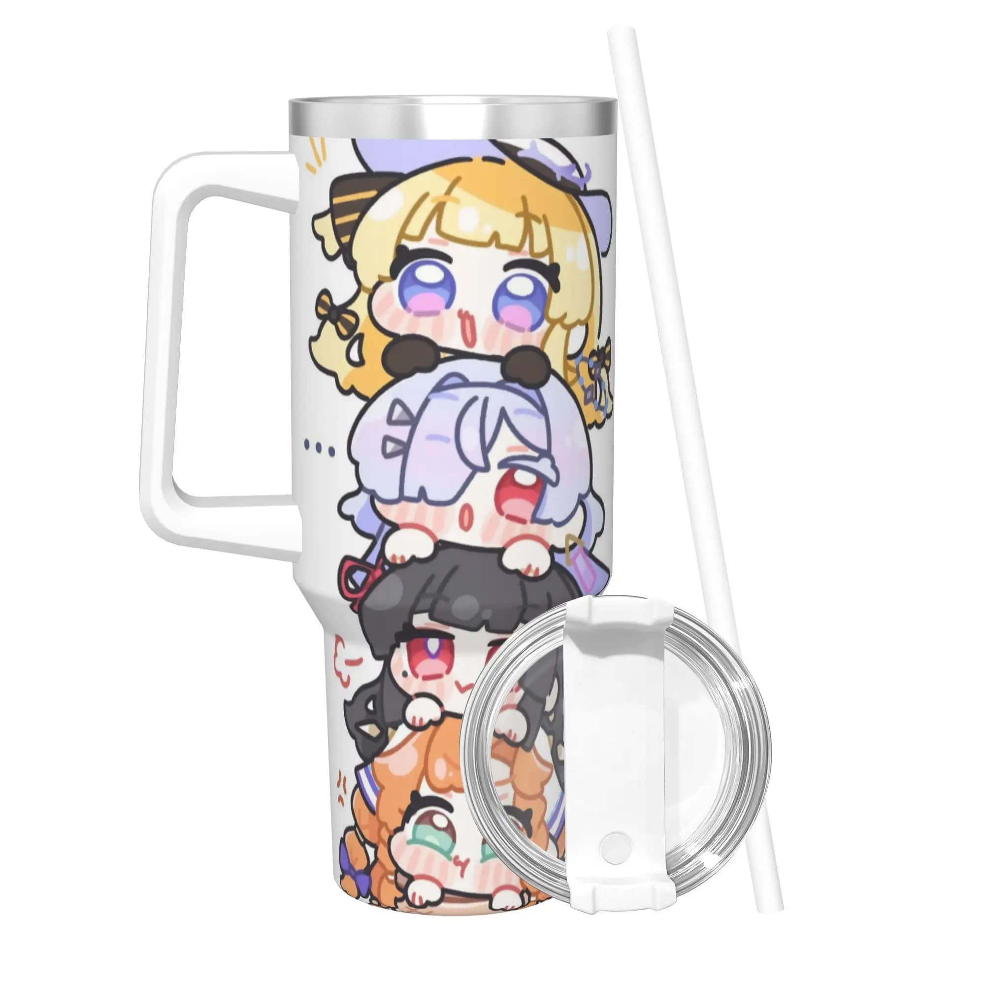 Borraccia Termica Isolante Trickcal C-Chibi Go Games con Coperchio e Cannuccia, Tazza Sottovuoto a Doppia Parete per Bevande Calde e Fredde, 40oz