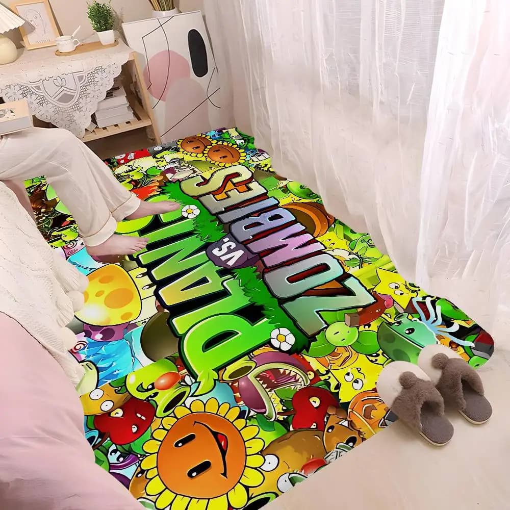 Tappetino per porta con disegno P-Plants-vs-Zombie, decorazione per camera dei bambini, tappetino antiscivolo per balcone, tappetino per soggiorno, tappeto per zona soggiorno