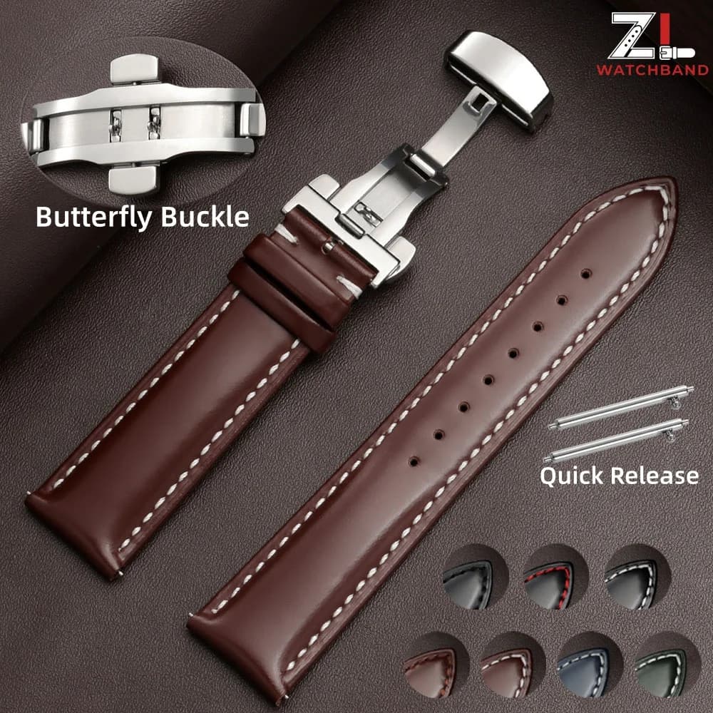Sailcloth Leather Watchband 18mm 19mm 20mm 21 22mm Quick Release Straps for Omega for Seiko Butterfly Buckle Waterproof Bracelet